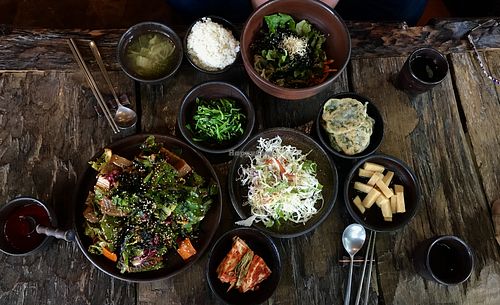 Two dishes and lots of kimchi!  at Dasoni in Jeju