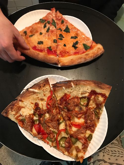 Margherita & BBQ jackfruit slices! at Screamer's Pizzeria - Greenpoint in Brooklyn
