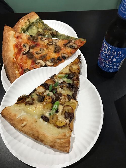 Pizza and soda  at Screamer's Pizzeria - Greenpoint in Brooklyn