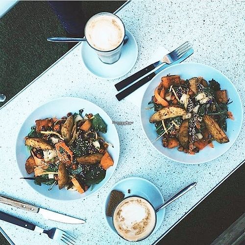 Vegan salad. Menu changes pretty often on inspiration, so go and have a look. Staff is kind enough to veganise it. (pic. from their FB-page/IG) at Coffeelabs in Antwerpen