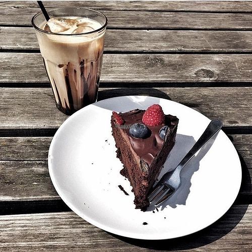 Vegan chocolate cake, mostly on the menu, and mostly very tasty :)  at Coffeelabs in Antwerpen