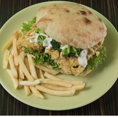 Bukowski burger - vegetarian oyster mushroom burger at Greengo in Belgrade