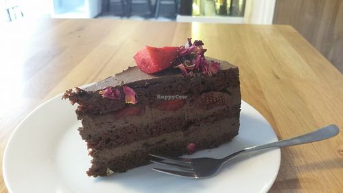 Yummy vegan chocolate strawberry at Slodki Bez in Warsaw