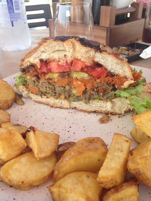 Half a veggie burger! at Namaste in Gialova