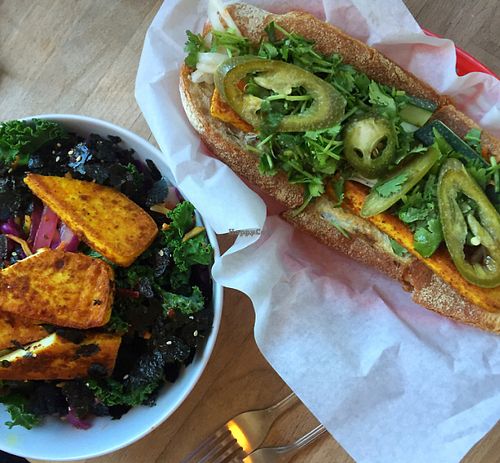 quick vegan asian food at Kiva in Portland