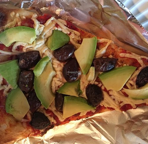 Avocado and kalamata olive slice at Oasis Cafe in Portland