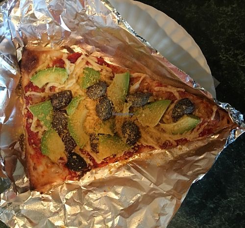 Avocado and kalamata olive slice at Oasis Cafe in Portland