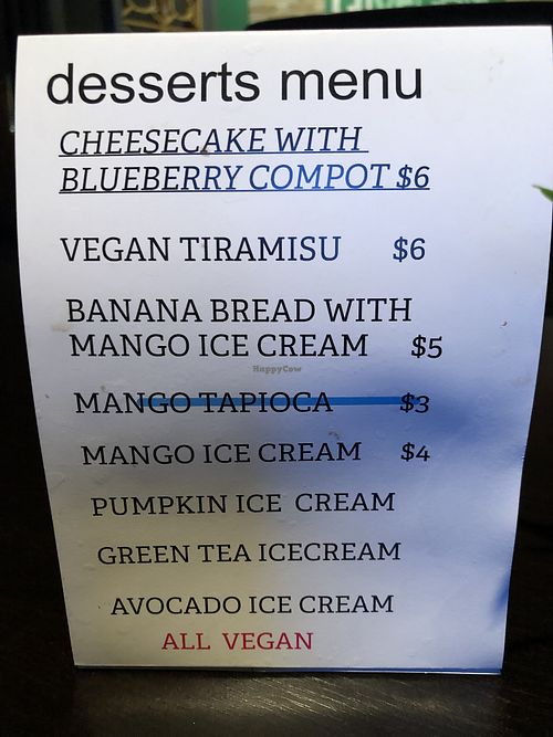 Dessert Menu 😋 at Bayberry Vegan Cafe in Woburn