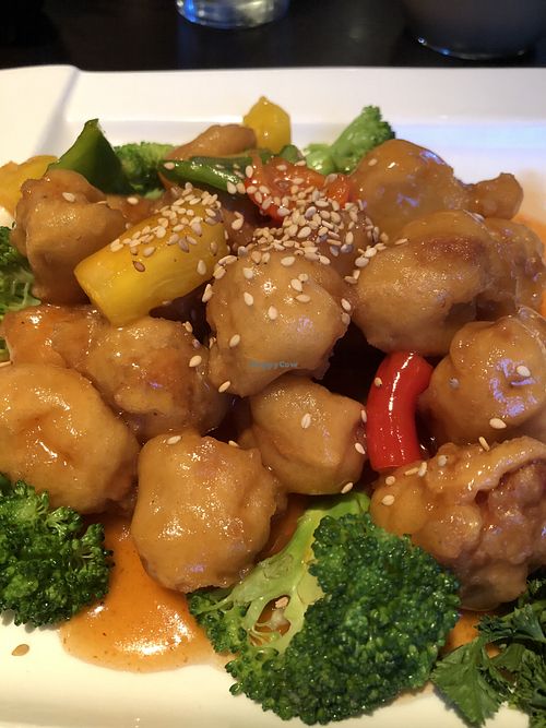 Sweet and Sour Soy Protein - soooooo delicious at Bayberry Vegan Cafe in Woburn