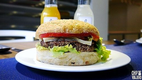 This was my Momposina Burger. Such a good vegan burger! at Lu Cocina Vegana in Bogota