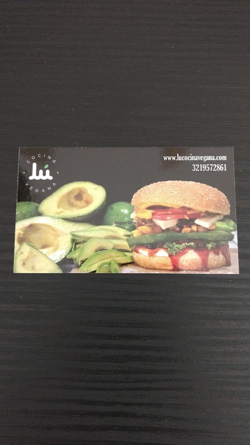 They give a card with stickers to win a burger! at Lu Cocina Vegana in Bogota