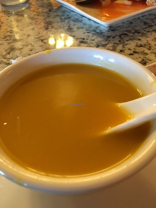 Coconut Pumpkin Soup at Yuan Su Vegetarian in Portland