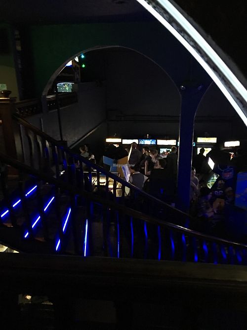 Stairs and game floor at Ground Kontrol in Portland