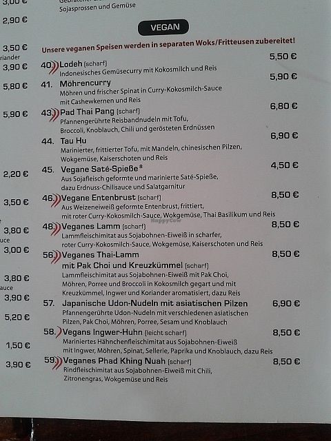 Vegan menu at Papa No in Berlin