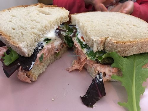 Jack fruit, lettuce, vegan cheese, vegan mayo and tomato at Green Beans in Lisbon