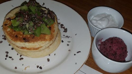 pancakes with blueberry ice cream at Armonica Cafe in Lima