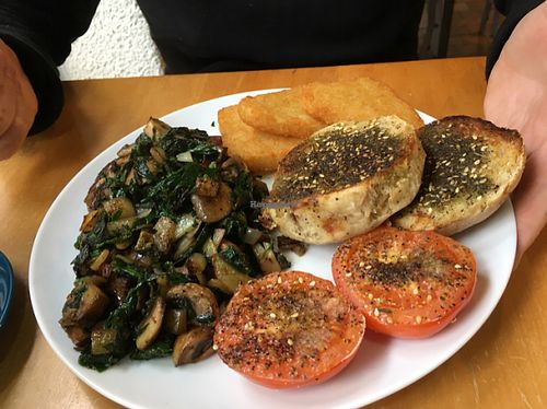 vegan cooked breakfast  at Crusoe's Cafe & Bar in Stoke