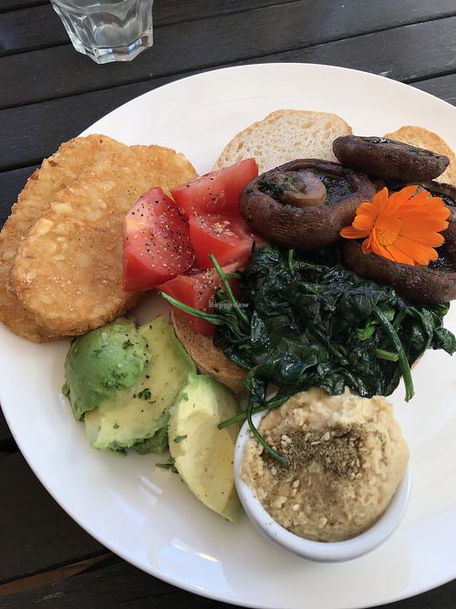 Vegetarian breakfast made vegan  at Crusoe's Cafe & Bar in Stoke