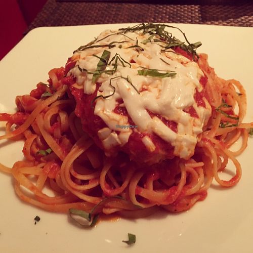 Gardein Chick'n Parmigiano with linguine  at Wynn Hotel - Allegro in Las Vegas