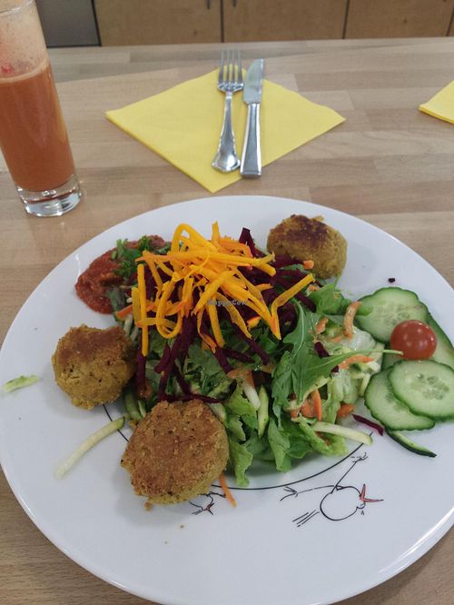 Vegan falafel and salad at Oh! Bio Mio in Trier