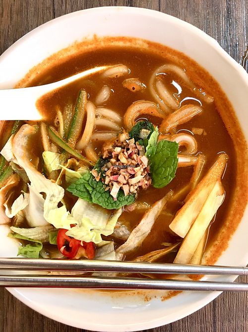 Laksa noodles at Yun Shui Ge Vegetarian House - Lebuh Armenian in Penang