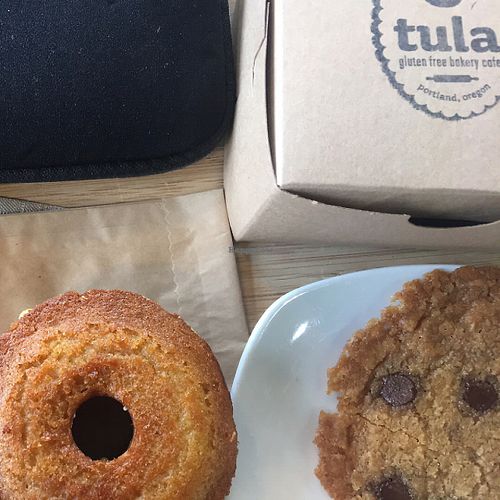olive orange cake, sea salt cookie, cupcake to go at Tula Gluten Free Bakery Cafe in Portland