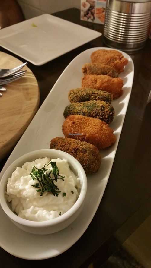 Croquettes at Pura Vida Vegan Bar in Madrid
