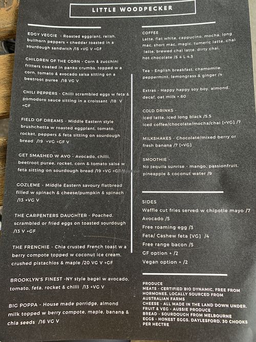 Menu VG can be made vegan at Little Woodpecker in Blackburn