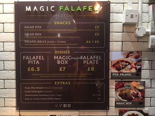 The menu at Magic Falafel in North West London