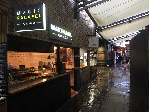 Located in a narrow alleyway at Magic Falafel in North West London
