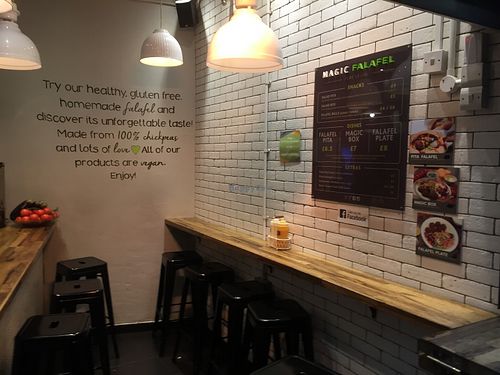 Seating area at Magic Falafel in North West London