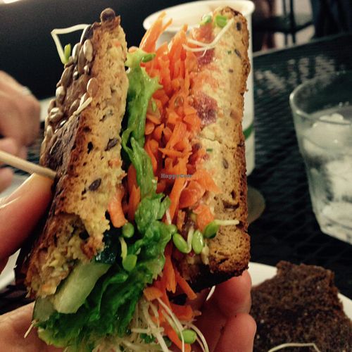 veggie sandwich with cashew spread at Kaya's in Kawanui