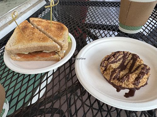 Salami sandwich and lazy samoa  at Kaya's in Kawanui