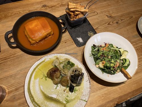 Francesinha, Lagareiro e Salada   at 26 Vegan Food Project in Lisbon