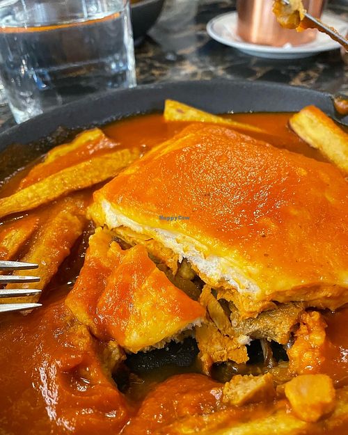 Francesinha, with the extra side of sweet potato fries at 26 Vegan Food Project in Lisbon