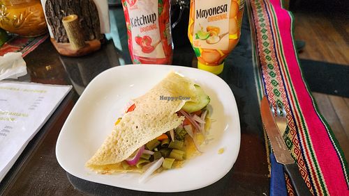 crepe verduras. vegetable crepe. okay. a bit bland. add salt and pepper for taste at Koala Cafe in Potosi