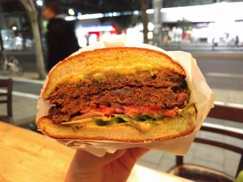 the half of double cheeseburger  at Rainbow - Ibn Gvirol in Tel Aviv