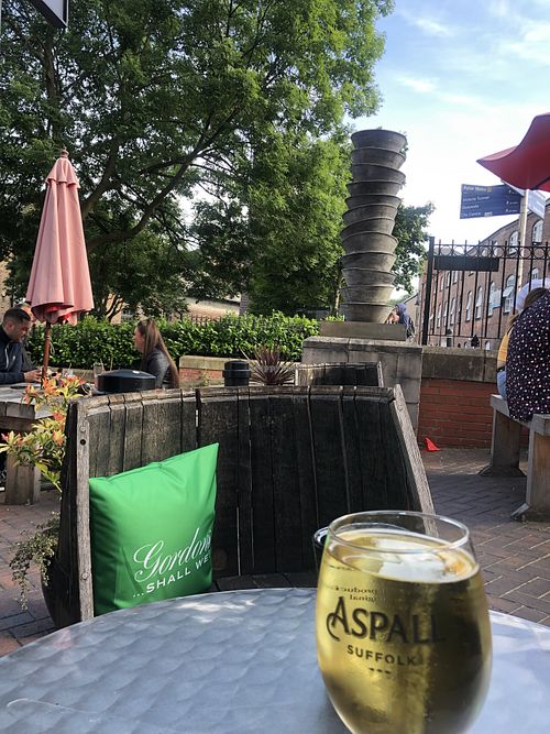 One of the outdoor seats (area expanded since COVID) at The Ship Inn in Newcastle Upon Tyne