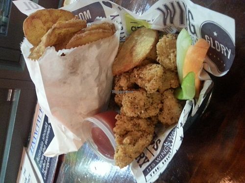 Vegan wings with chips at Wings of Glory in South Melbourne