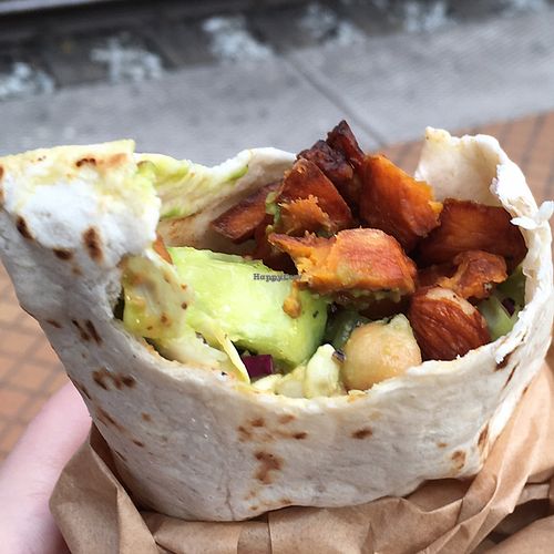 Wrap with sweet potato fries at The Organic Boho - Gothersgade in Copenhagen