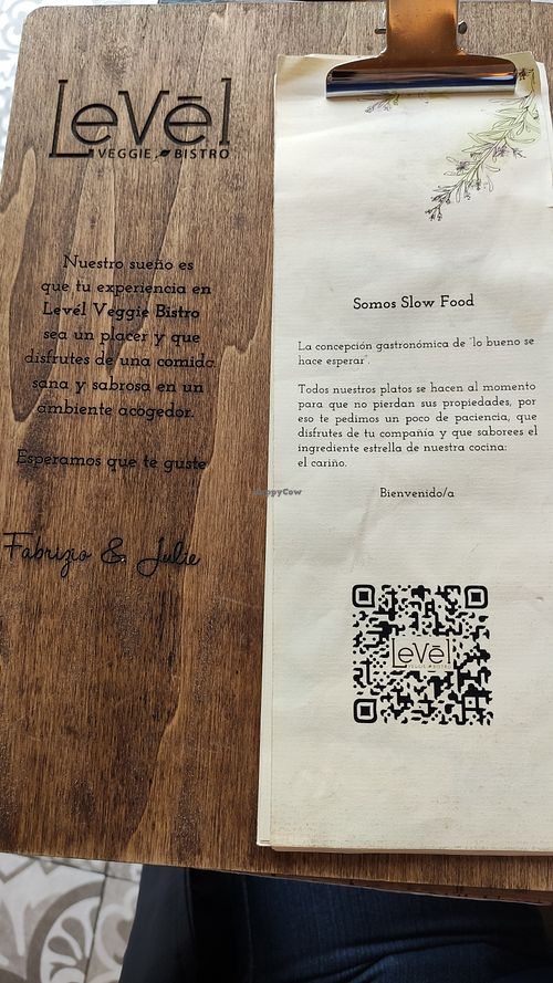 Carta at Level Veggie Bistro in Madrid