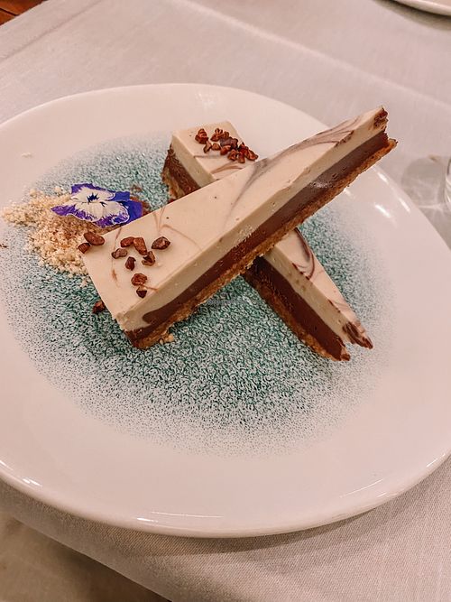 Raw vegan chocolate cake at Level Veggie Bistro in Madrid