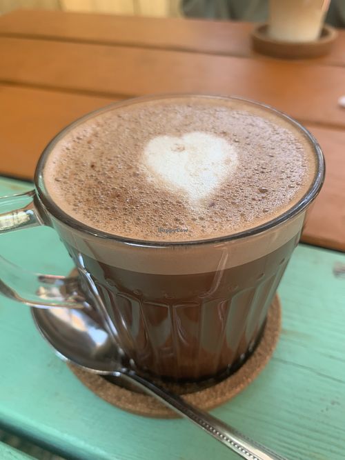 Vegan hot chocolate  at White's Bakehouse in Bridlington
