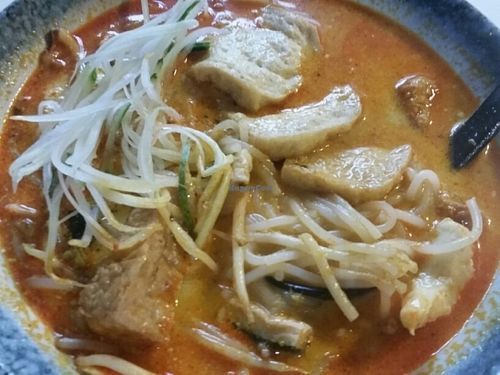 Laksa with thick vermicelli  at Jiu Pin Lian in Central Singapore