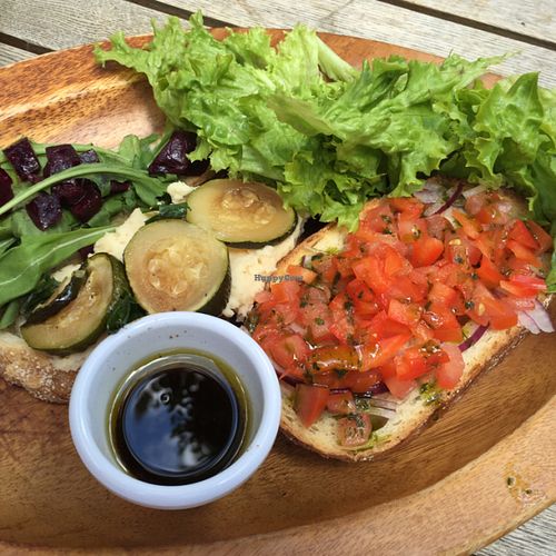 Vegan bruschetta  at The Pudding Pantry in Nottingham