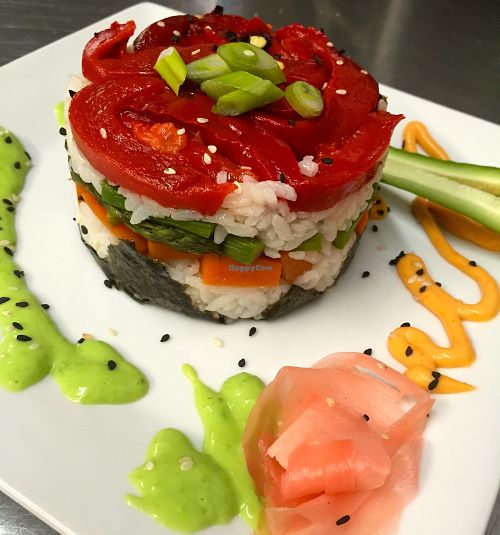 Vegetarian sushi stacked salad. This was a daily special.  at Guernsey Kitchen in Cambridge