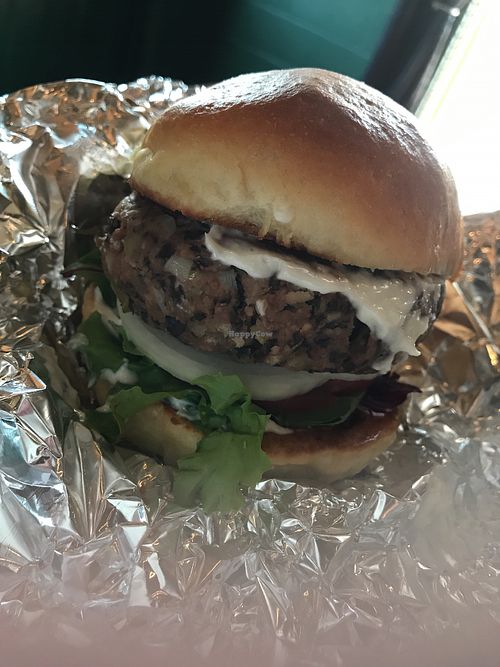 House-made Black Bean burger  at Hunter's Brewing in Chesterton