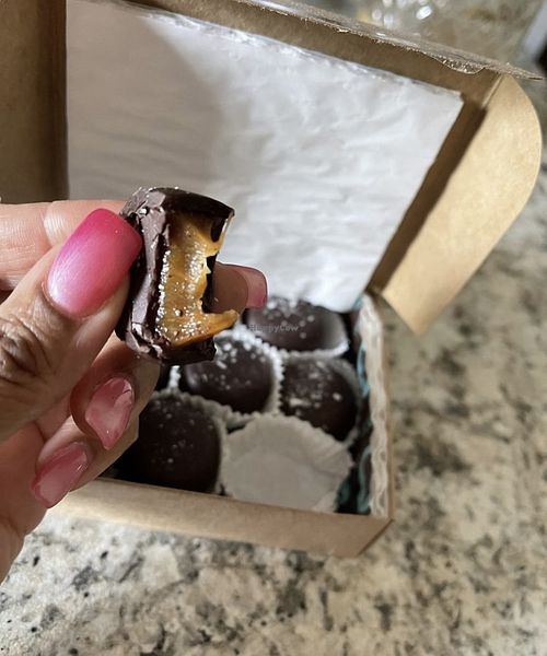 inside butterscotch caramel   at Lagusta's Luscious Cafe in New Paltz