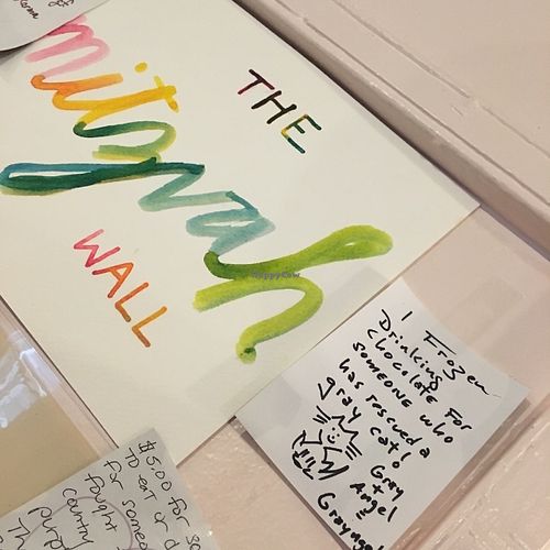 Mitzvah Wall - a special way to pay it forward.  at Lagusta's Luscious Cafe in New Paltz