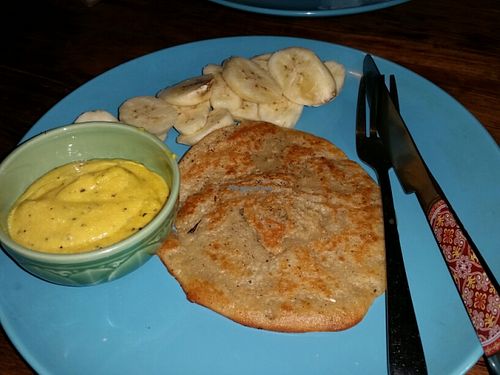 scrawny vegan pancake at Bodhi Tree Cafe in Chiang Mai